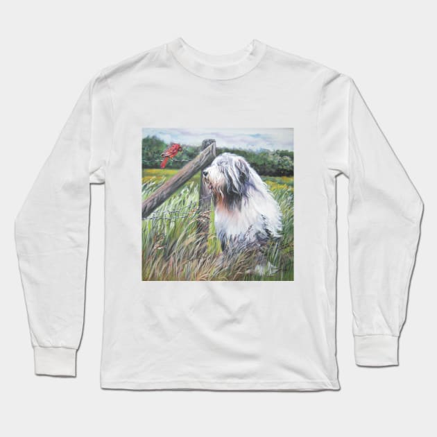 Bearded Collie Fine Art Painting Long Sleeve T-Shirt by LASHEPARD